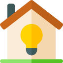 Icon eines Haus mit Glühbirne in der Mitte